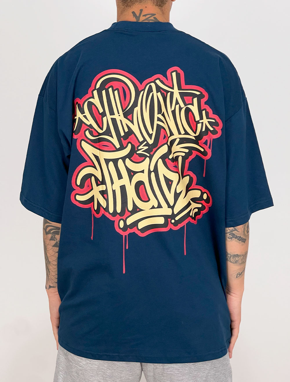 SALSATION★サルセーションOversizeCrewneckT-Shirt Camiseta Oversized Chronic/Thaíde Tag Streetz - Marinho