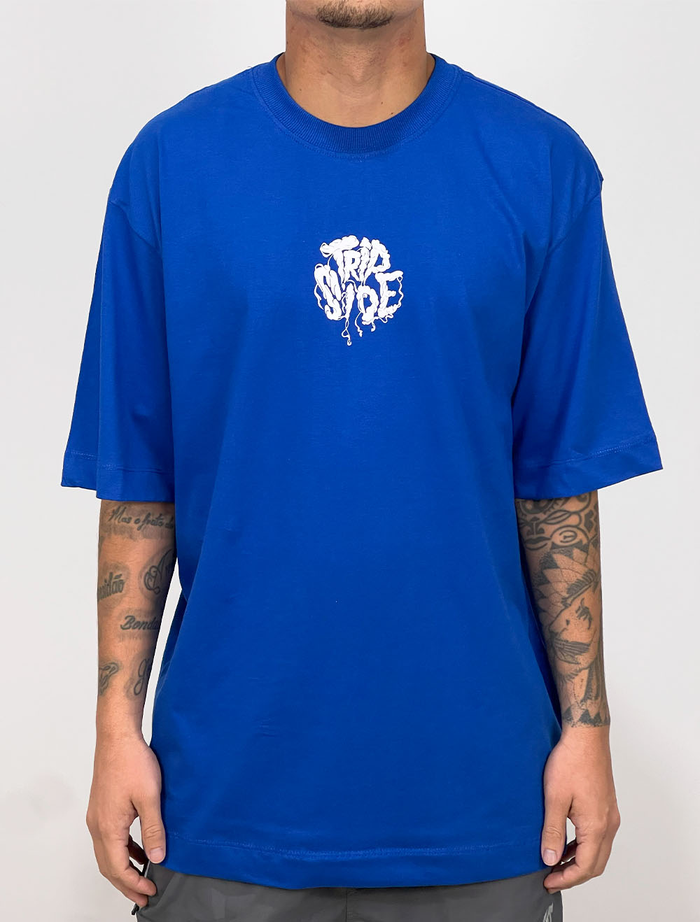 Camiseta Oversized Trip Side Fumaça - Azul