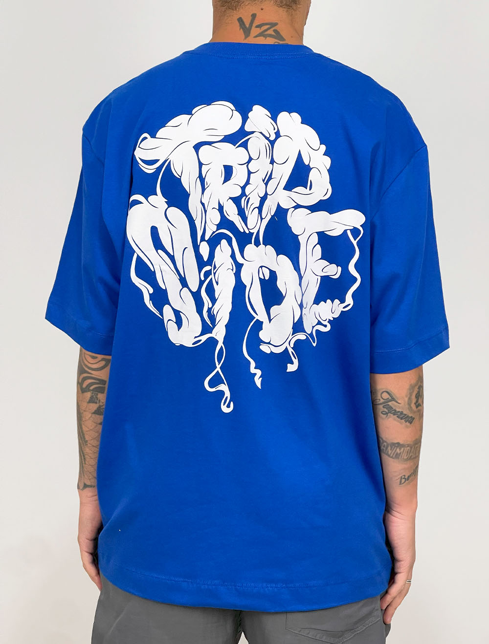 Camiseta Oversized Trip Side Fumaça - Azul