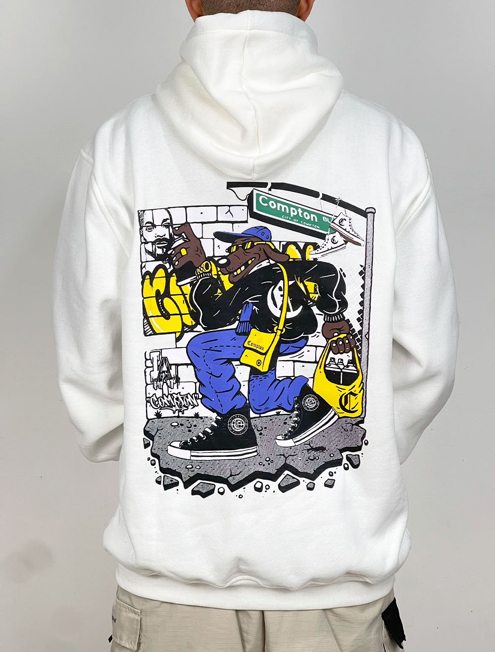 Blusa Moletom Canguru Compton Snoop Dog Style - Off White