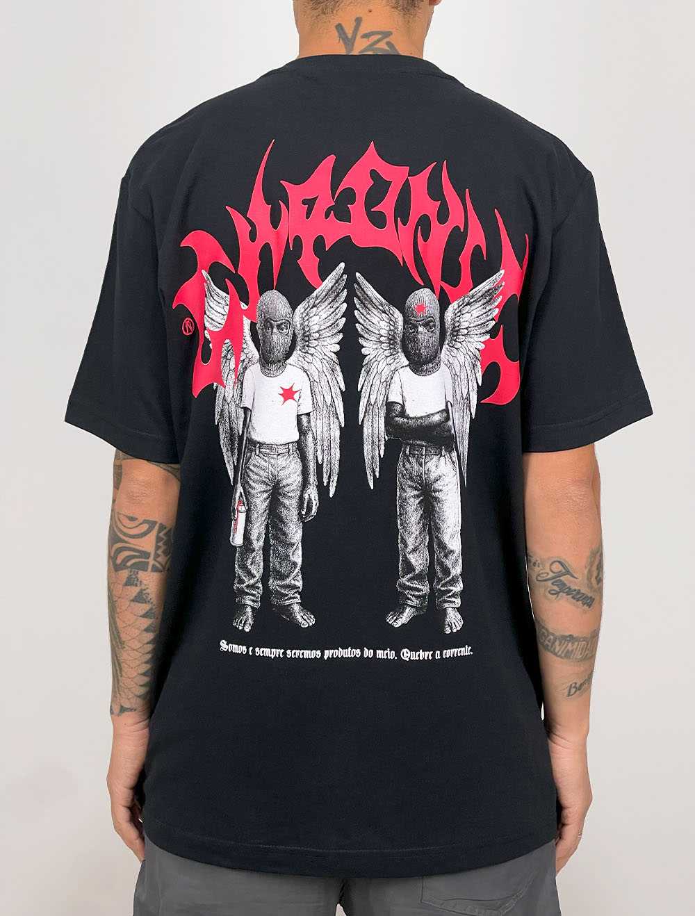 MOMENTEL Super Angel Red Piercing 長袖Tシャツ Camiseta Chronic Angel Partner - Vinho