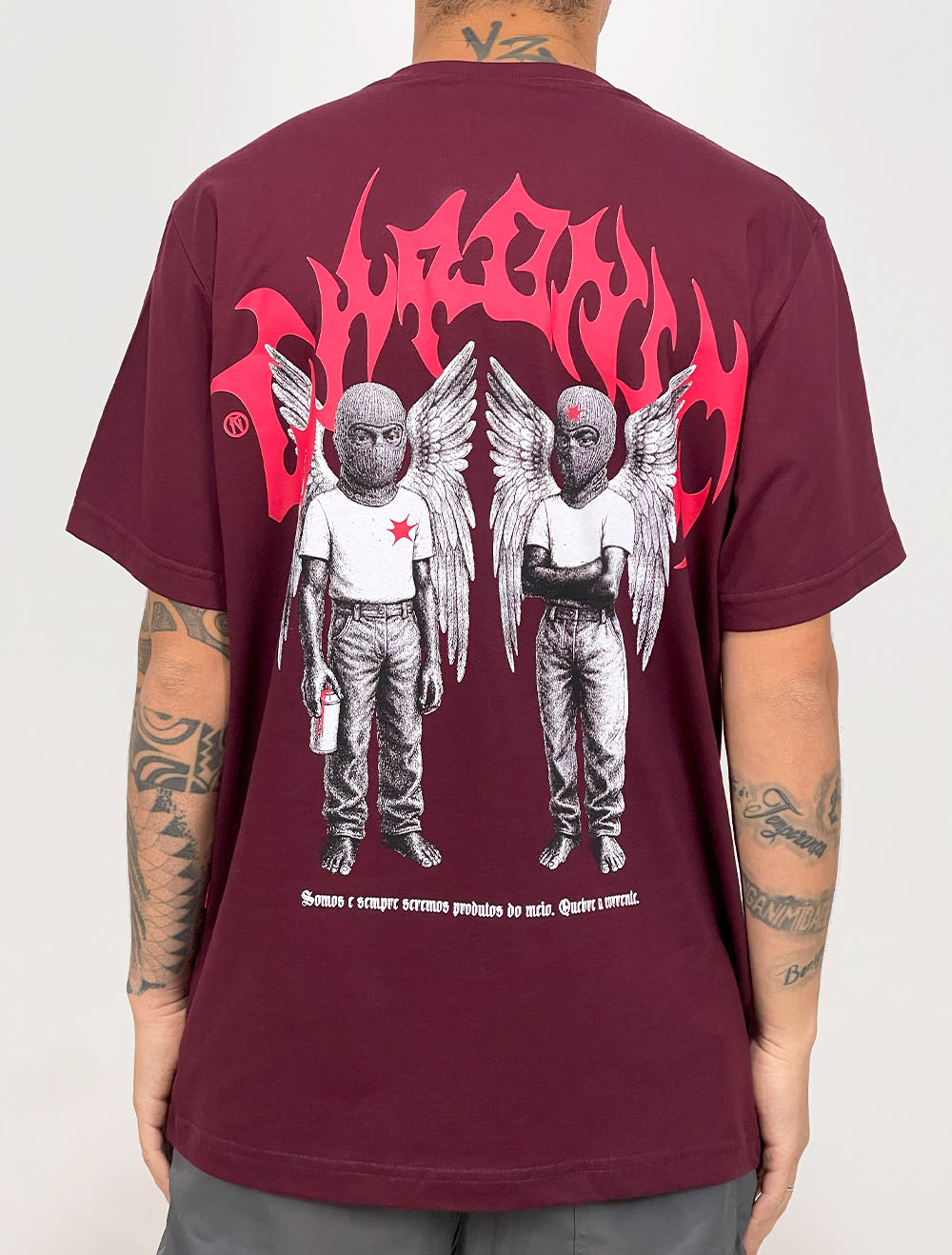 MOMENTEL Super Angel Red Piercing 長袖Tシャツ Camiseta Chronic Angel Partner - Vinho