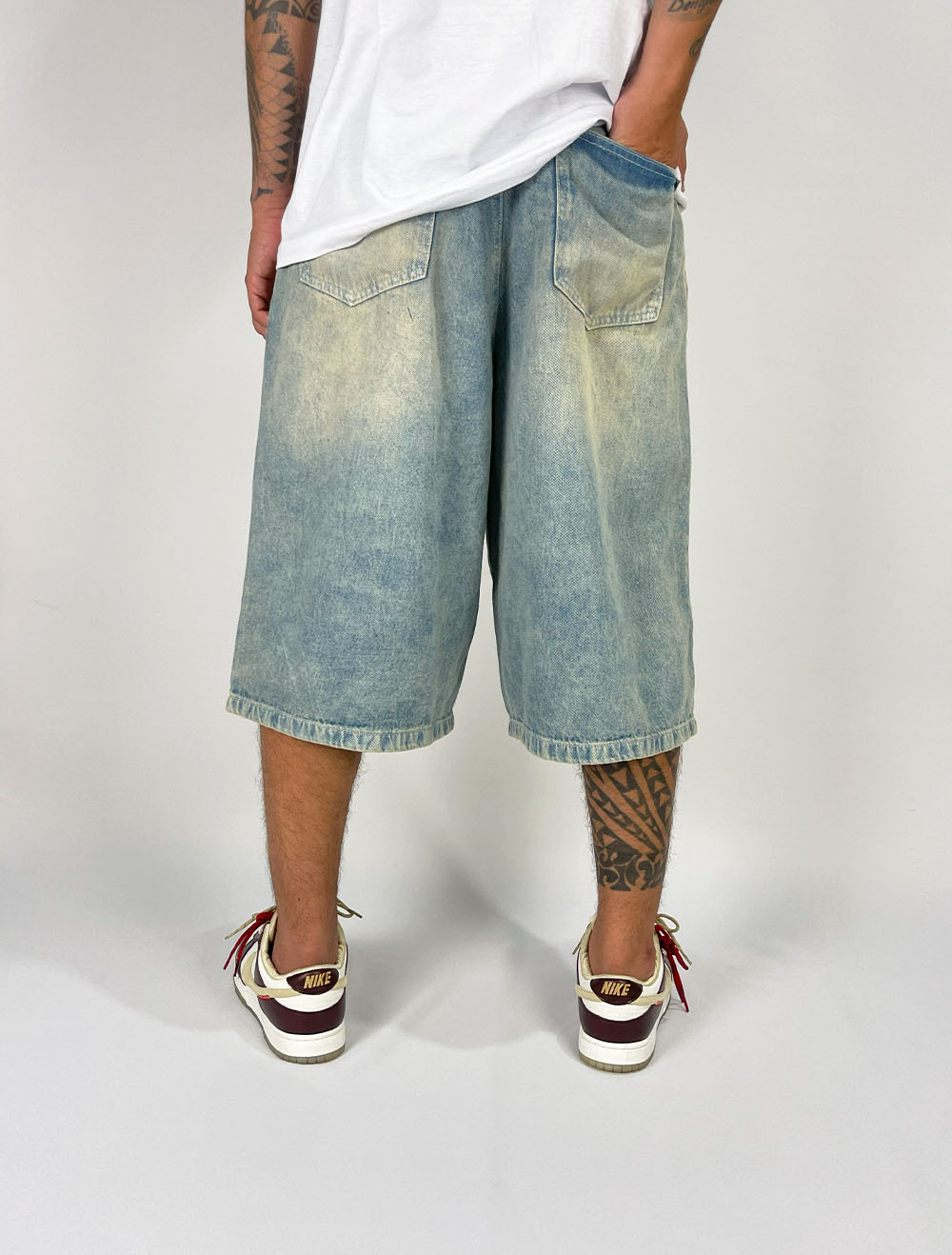 Bermuda Jorts Long Super Baggy Jeans Basic - Cinza