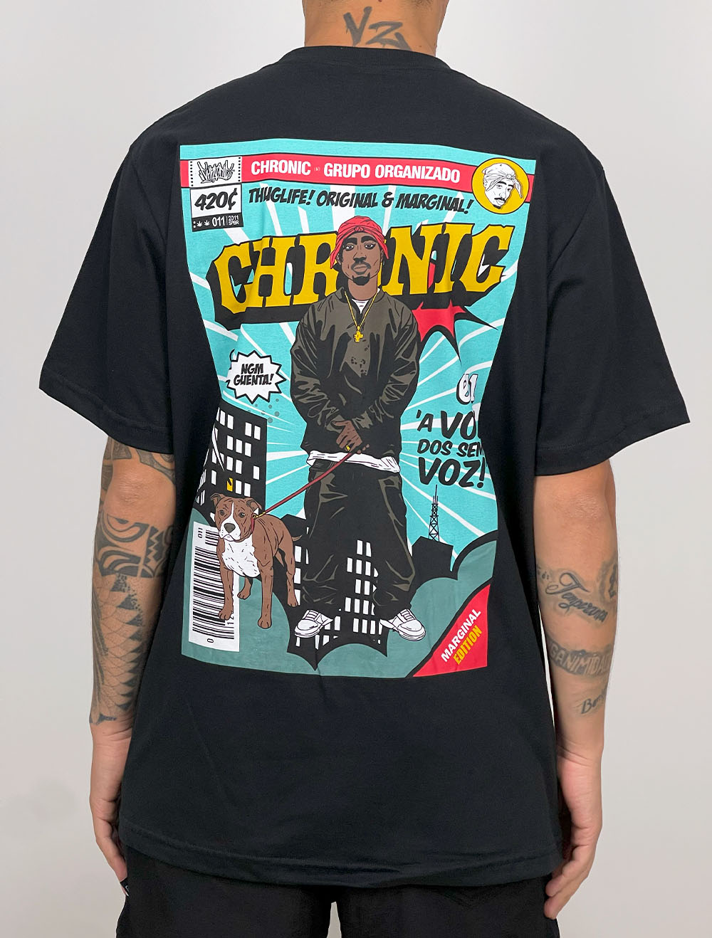 Camiseta Chronic Thug Life 2Pac Front - Preta