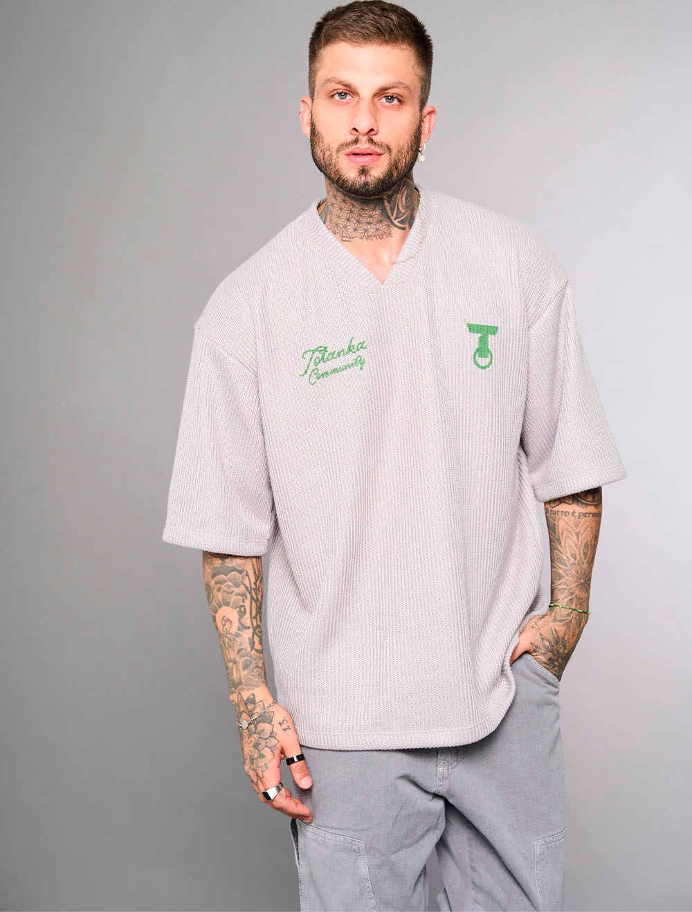 Camiseta Oversized Totanka 6 Named Writing - Cinza