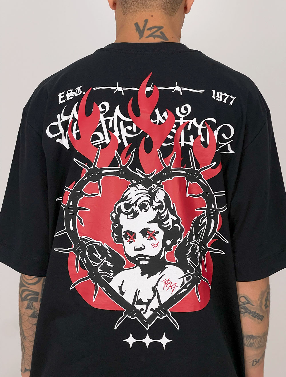 Camiseta Oversized Trip Side Angel Angry - Preta