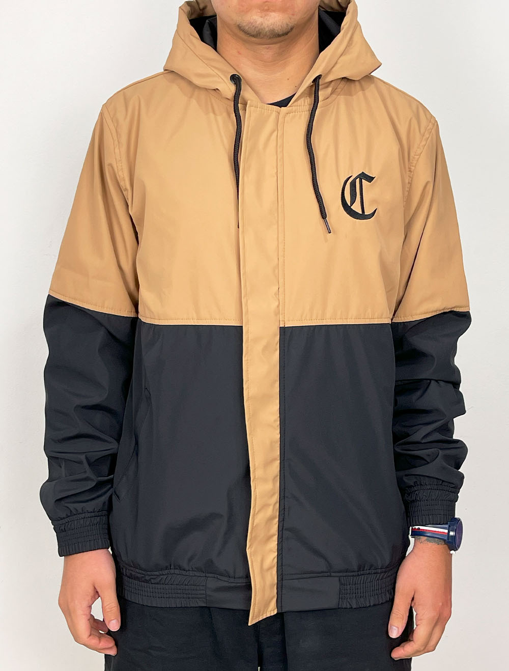 Jaqueta Corta Vento Compton Marrom Amarelado/Preto