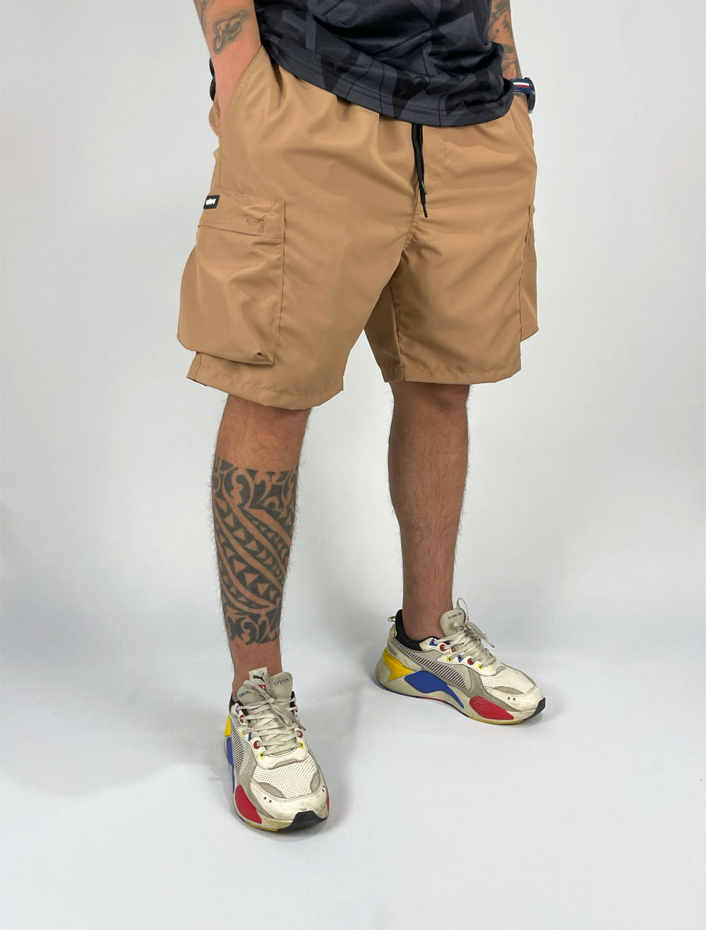 yu★★BRIEFING BIG BEAT CARGO … Shorts Curto Tactel Vizu07 Cargo Bolso Sacola - Bege