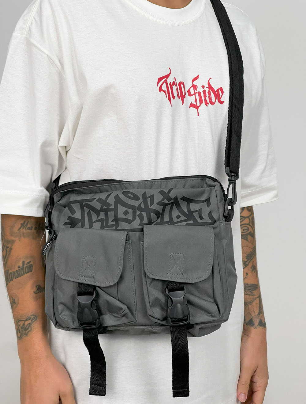 Bimi SHOULDER BAG ＋グッズセット Shoulder Bag Big Trip Side Come Break Bolso Duplo - Cinza