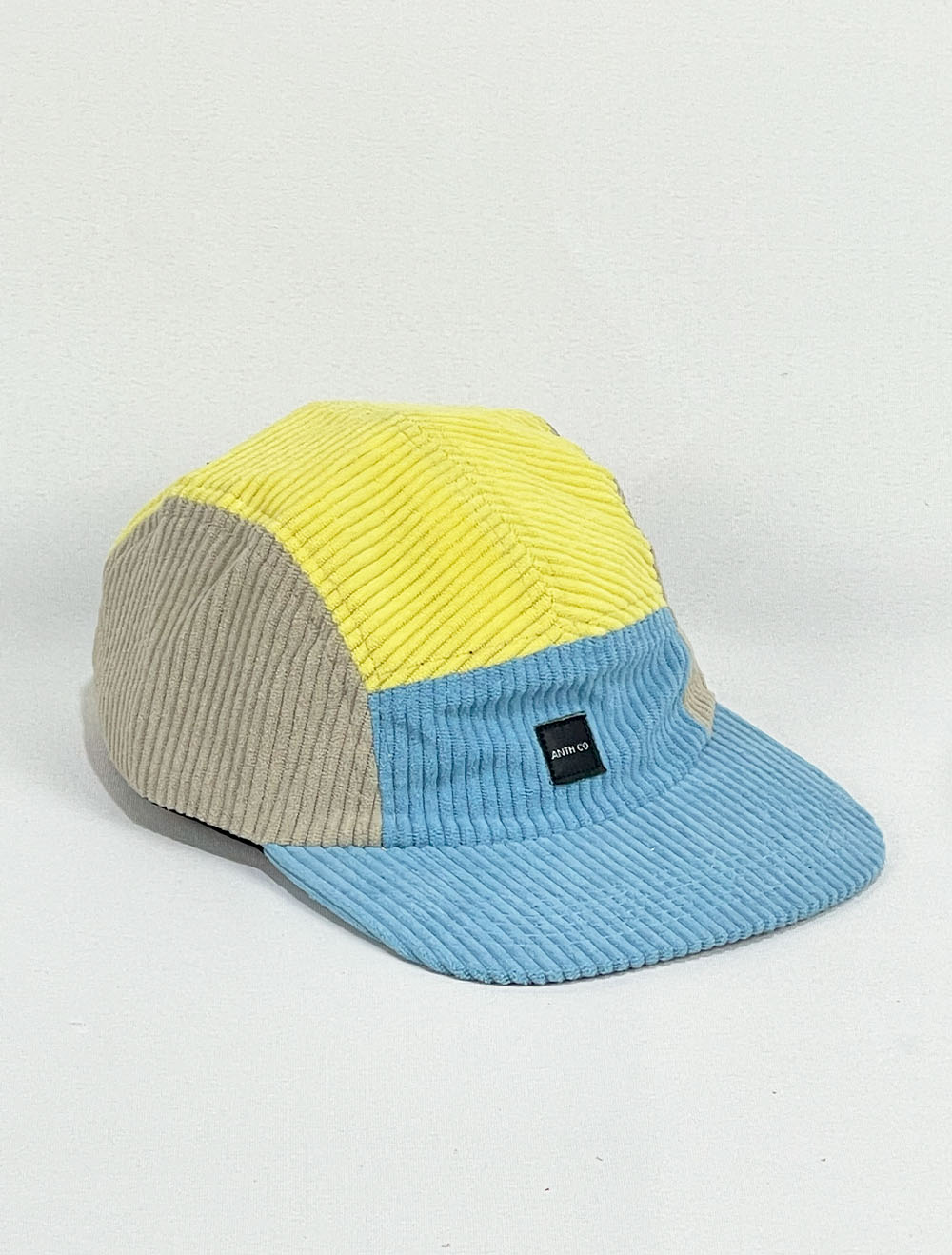 Boné 5 Five Panel 3 Cores Veludo - Azul/Amarelo/Cinza