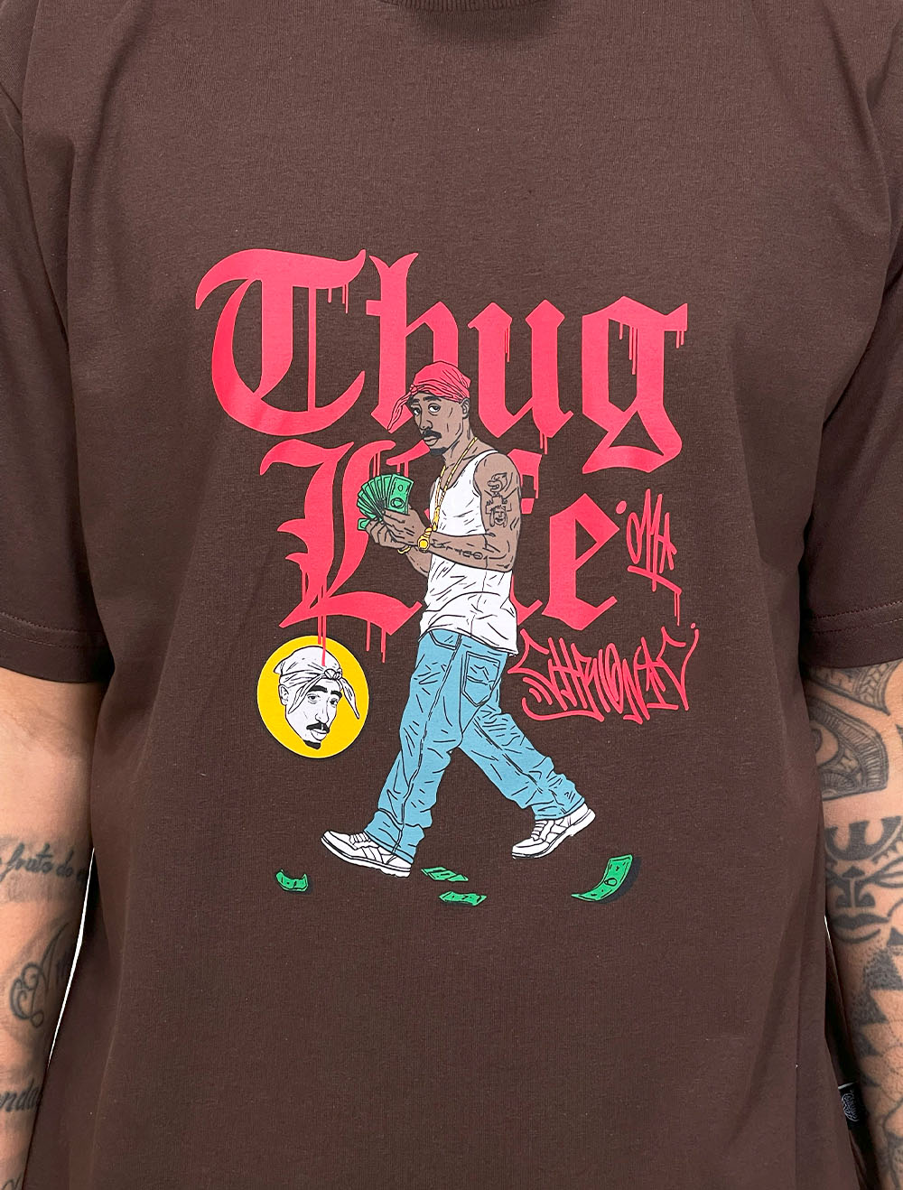 Camiseta Chronic Thug Life 2Pac Front - Marrom