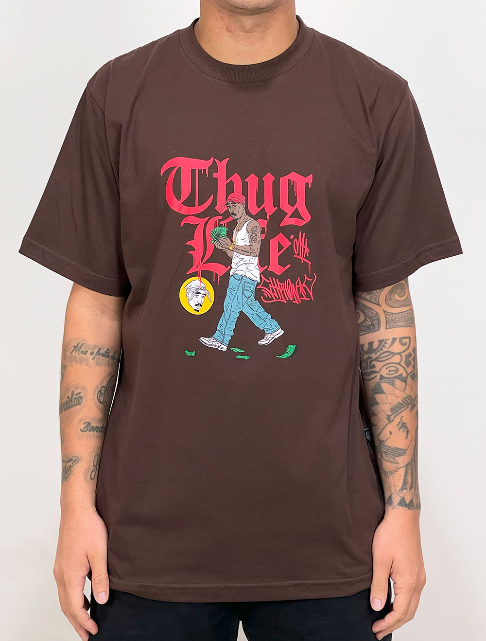 Camiseta Chronic Thug Life 2Pac Front - Marrom