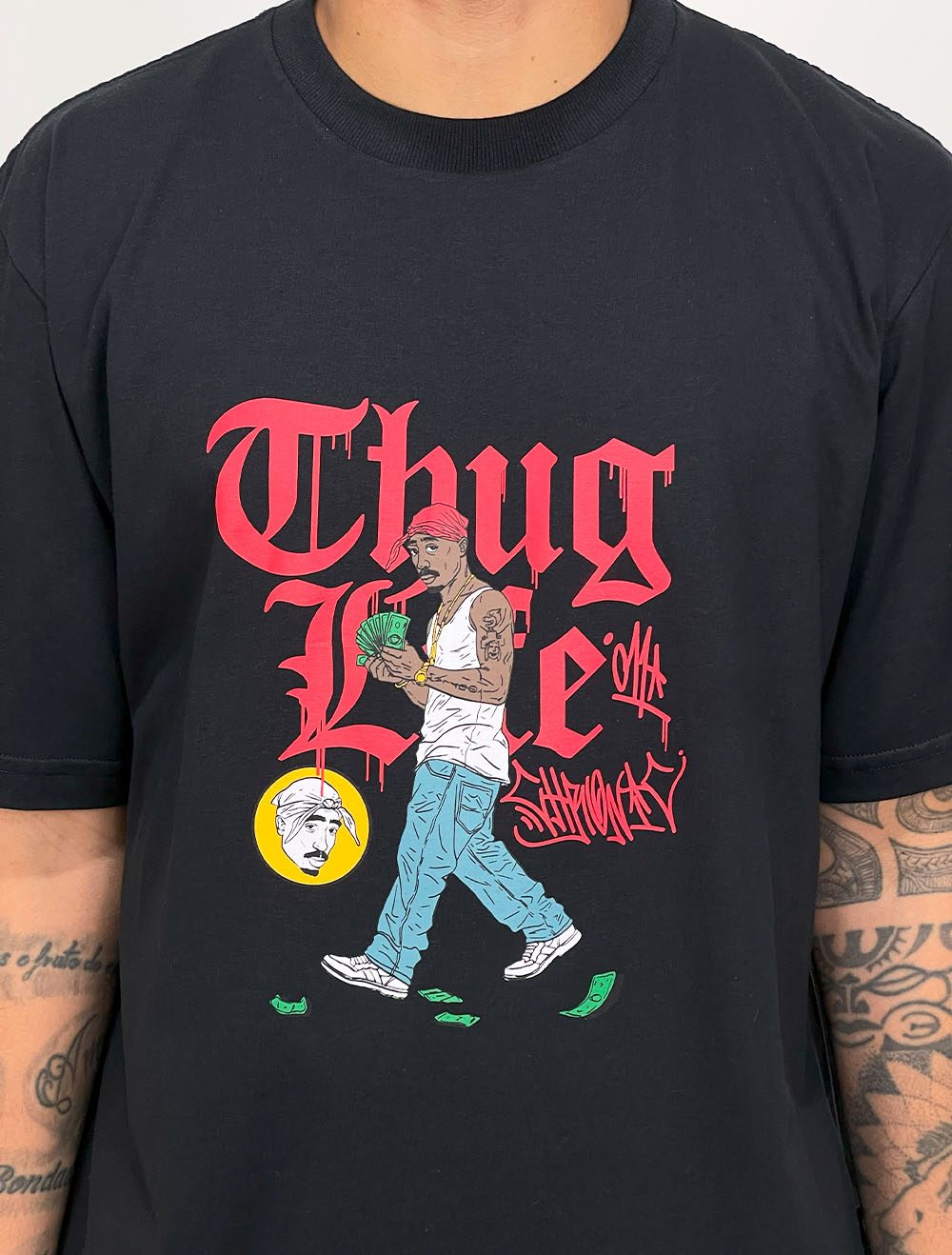Camiseta Chronic Thug Life 2Pac Front - Preta