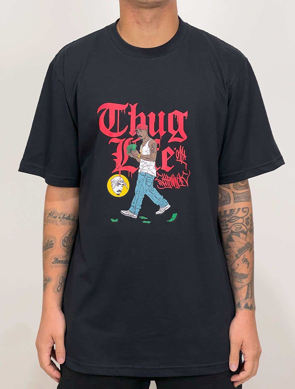 Camiseta Chronic Thug Life 2Pac Front - Preta