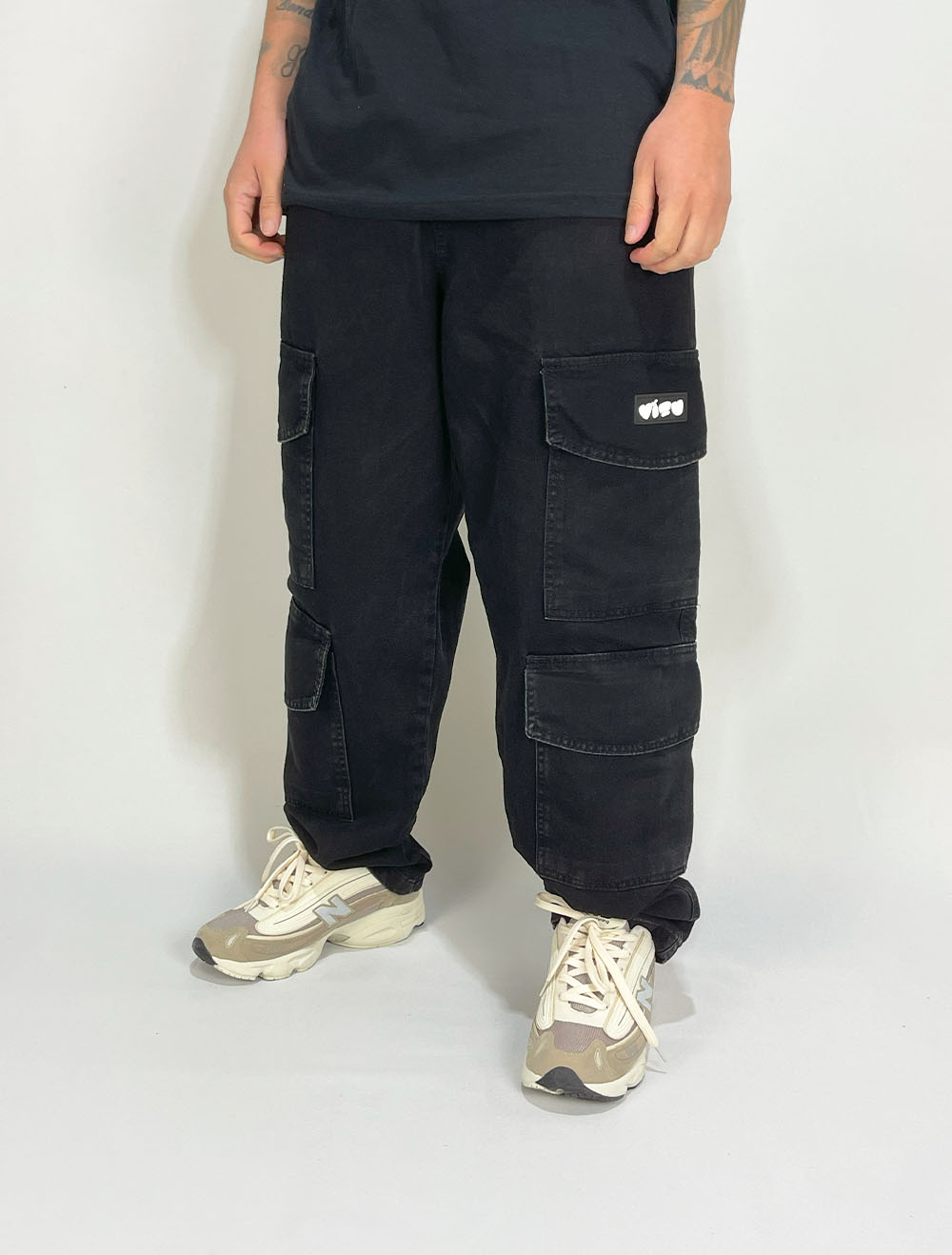 Calça Jeans Cargo Same Side Super Baggy Vizu07 Logo