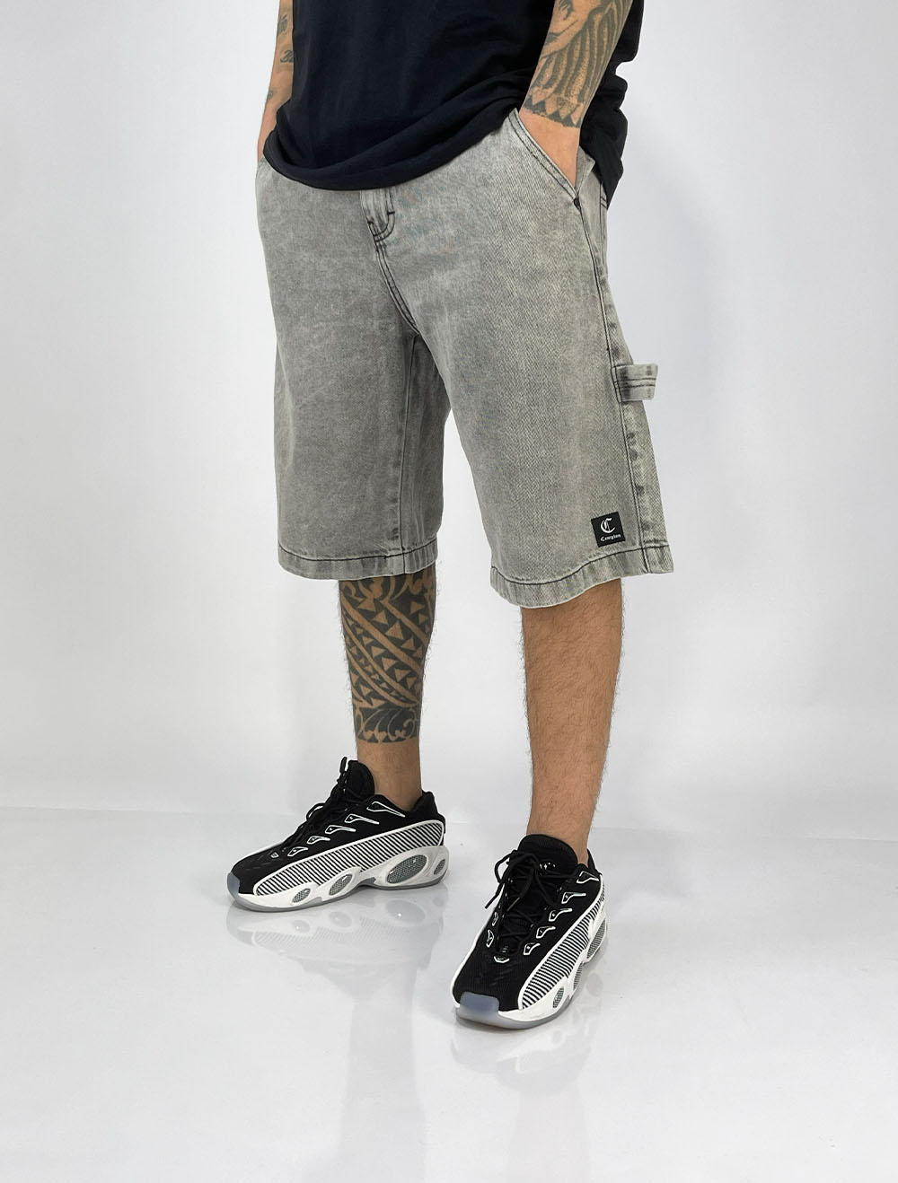 Bermuda Jeans Carpinteiro Compton Tag Signature - Cinza