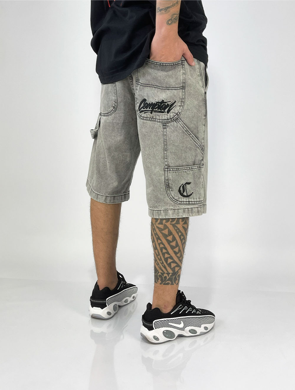 Bermuda Jeans Carpinteiro Compton Tag Signature - Cinza