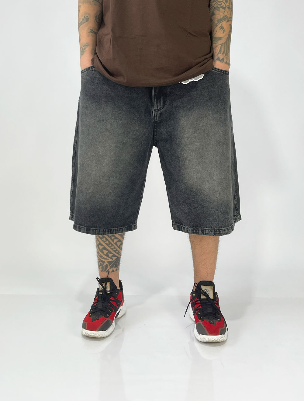 Bermuda Jeans Jorts Trip Side Tag Brick - Preta