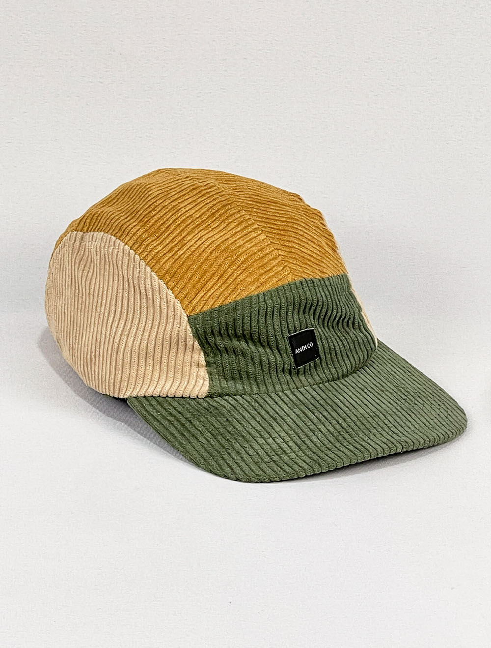 Boné 5 Five Panel 3 Cores Veludo - Verde/Laranja/Bege