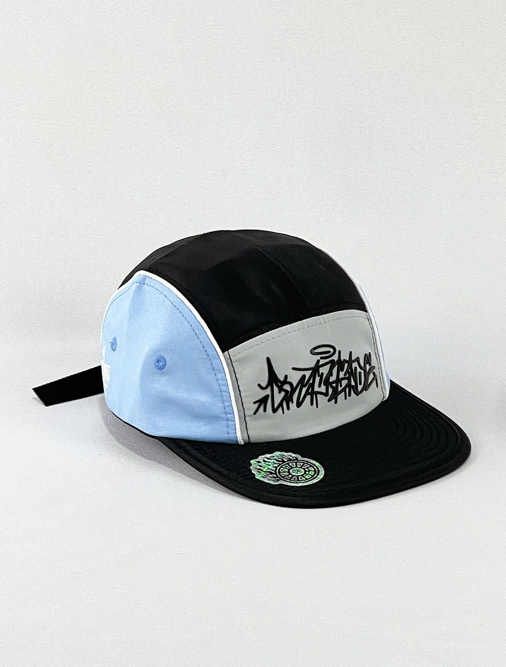 Boné 5 Five Panel Trip Side Tag Most - Preto/Azul/Cinza - Aba Flexível