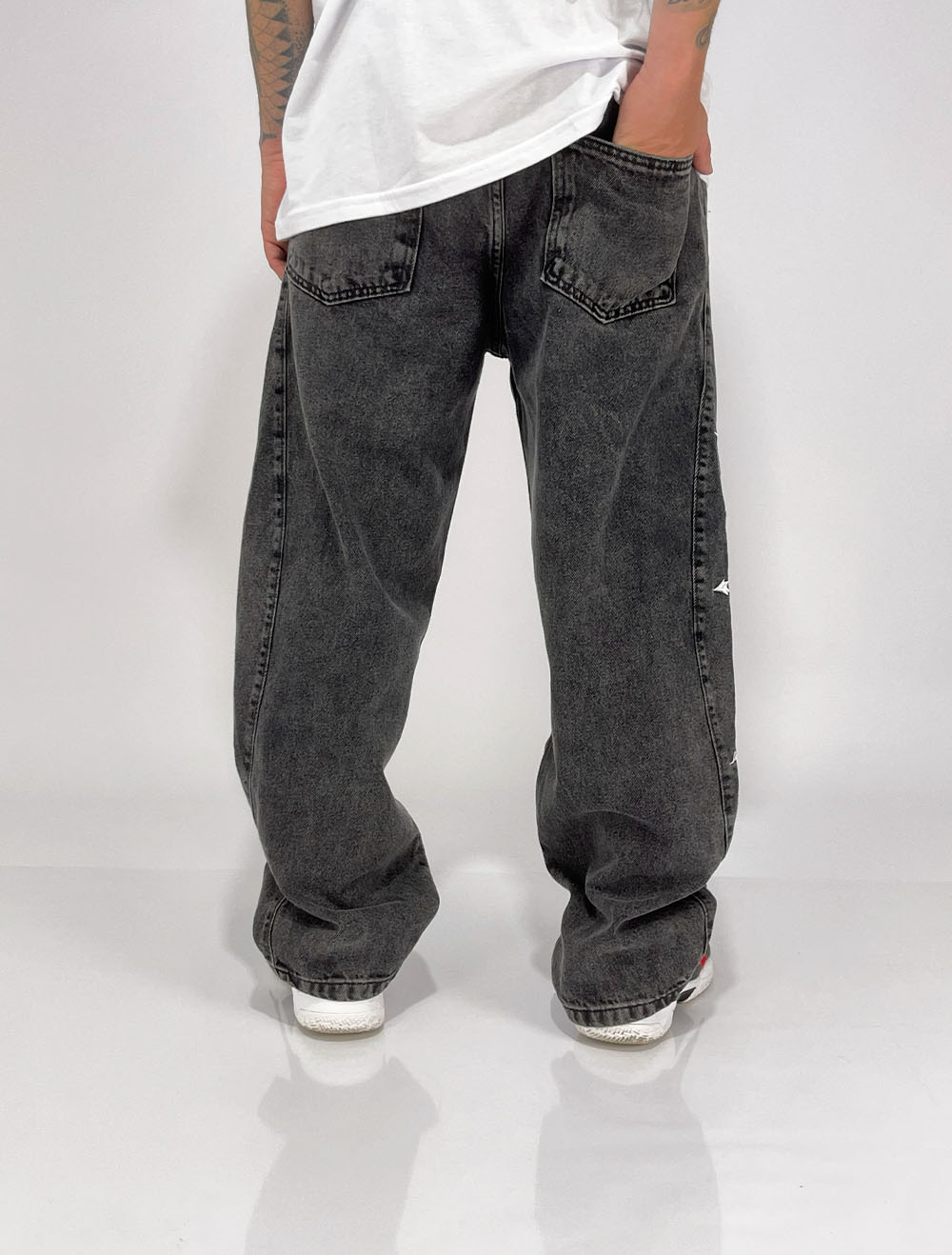 Calça Jeans Baggy Recorte S Trip Side Three Cuzes - Preta
