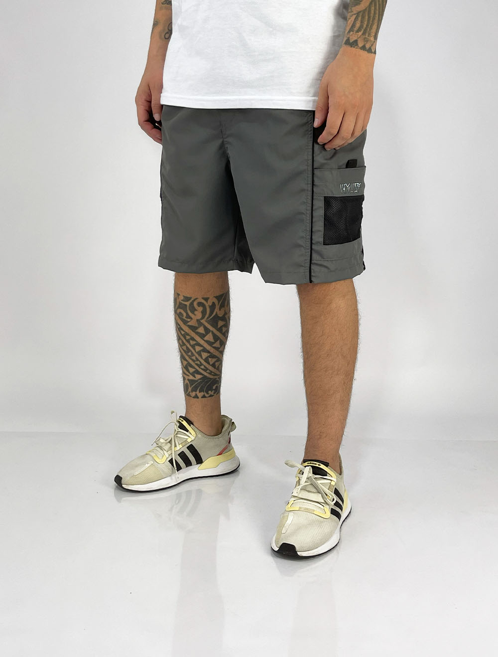 Shorts Curto Tactel Vizu07 Cargo Tela Line New - Cinza