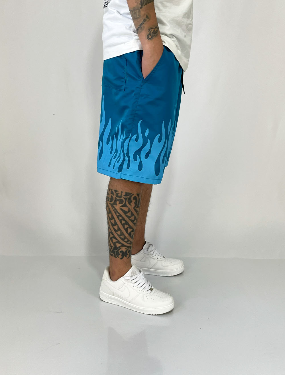 Shorts Tactel Trip Side Flame - Azul