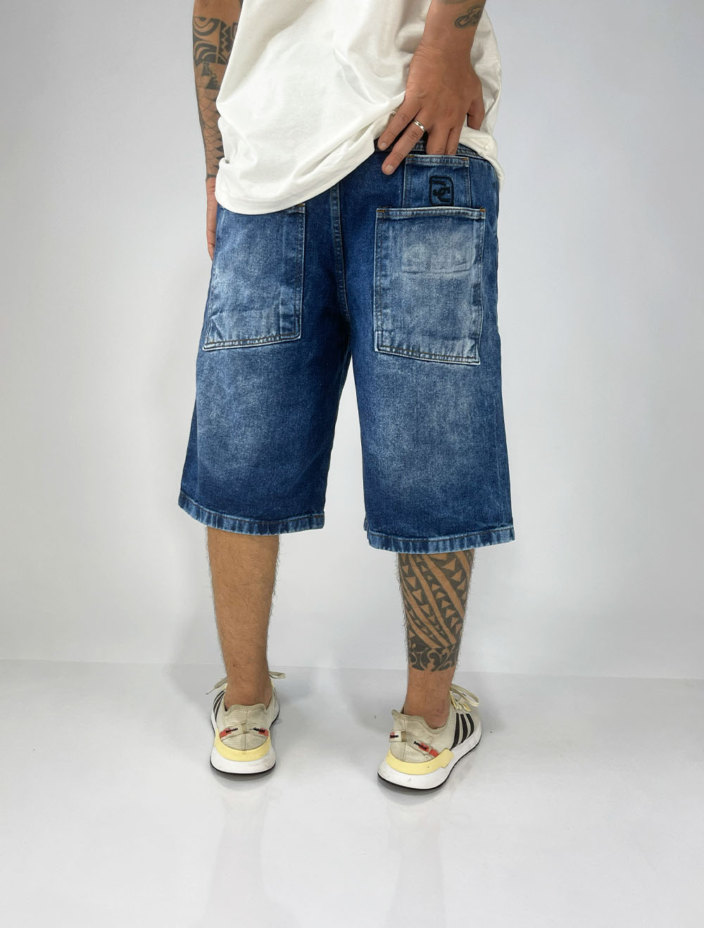 Bermuda Jeans Baggy Jorts Denim Co Logo Bolso - Azul