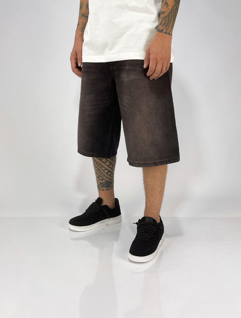Bermuda Jeans Jorts Denim Co Black Rose - Preta