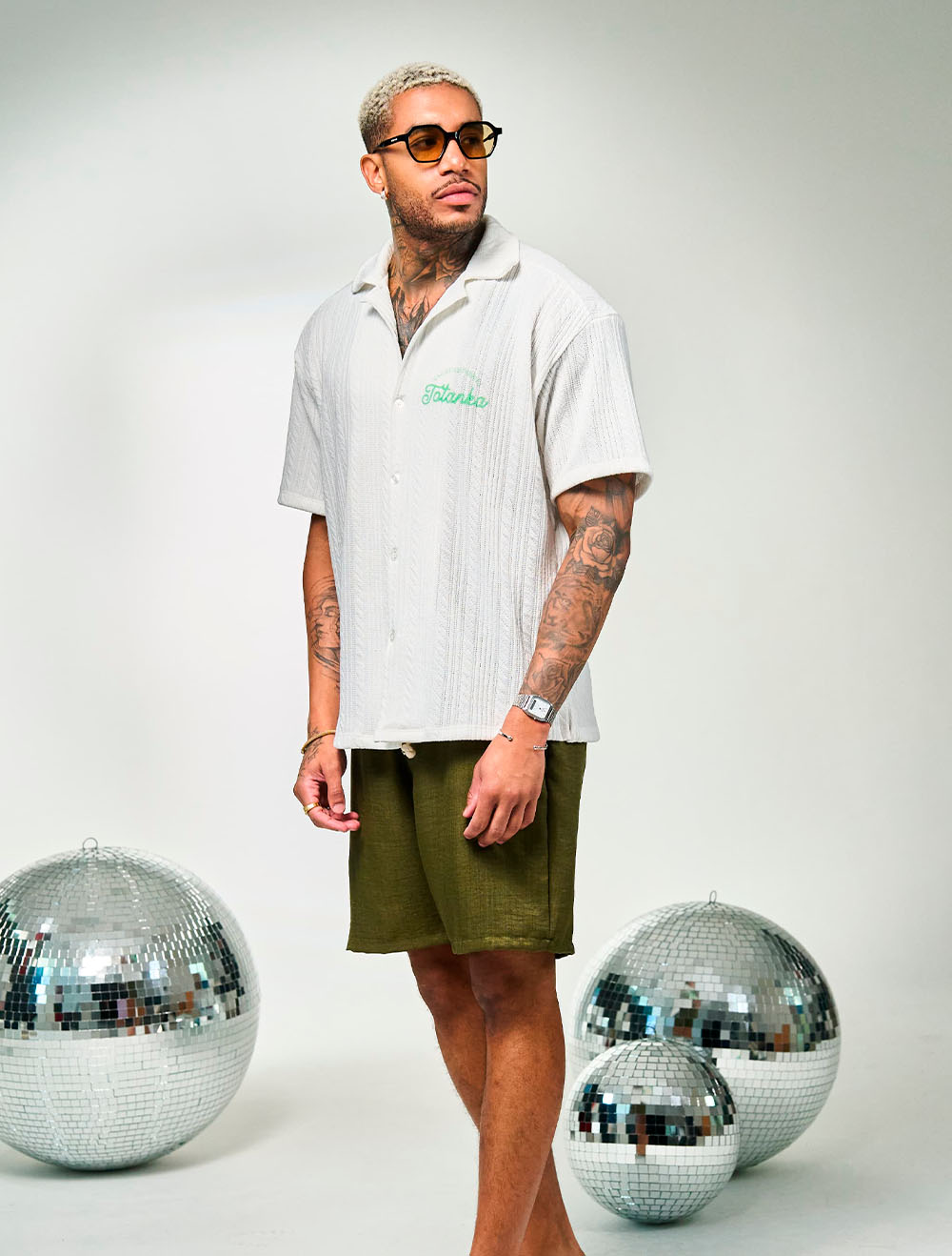 motoki tanaka linen100% シャツ Camisa de Botão Totanka Vacation Series - Branca