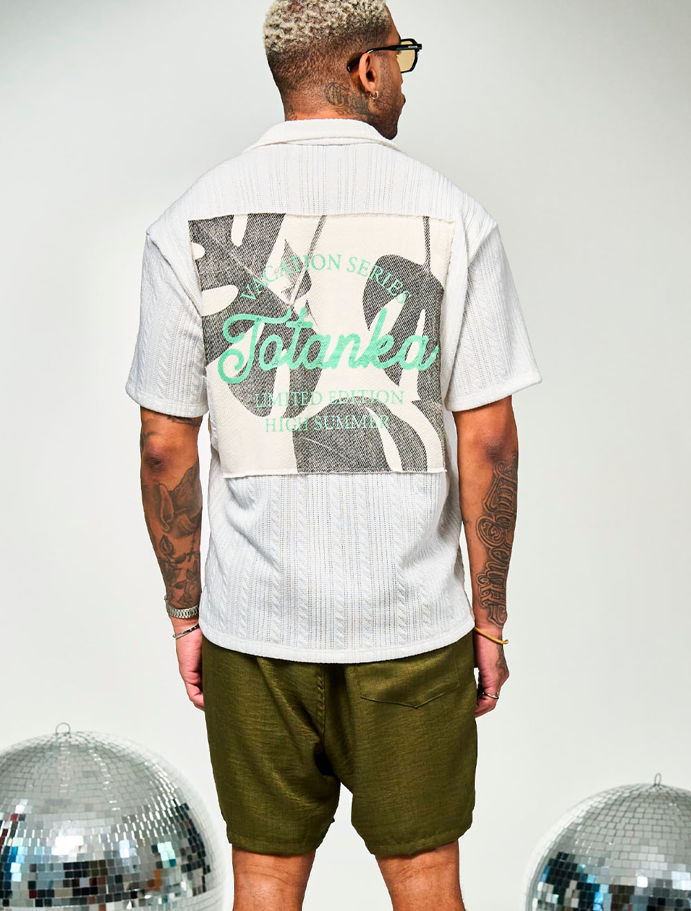 motoki tanaka linen100% シャツ Camisa de Botão Totanka Vacation Series - Branca