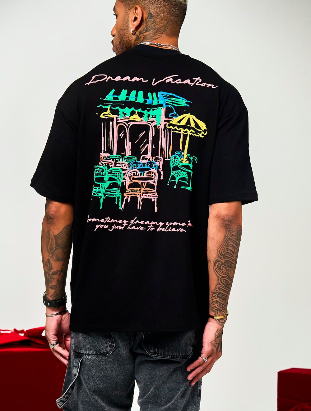 Camiseta Oversized 2 Totanka City Lights - Preta