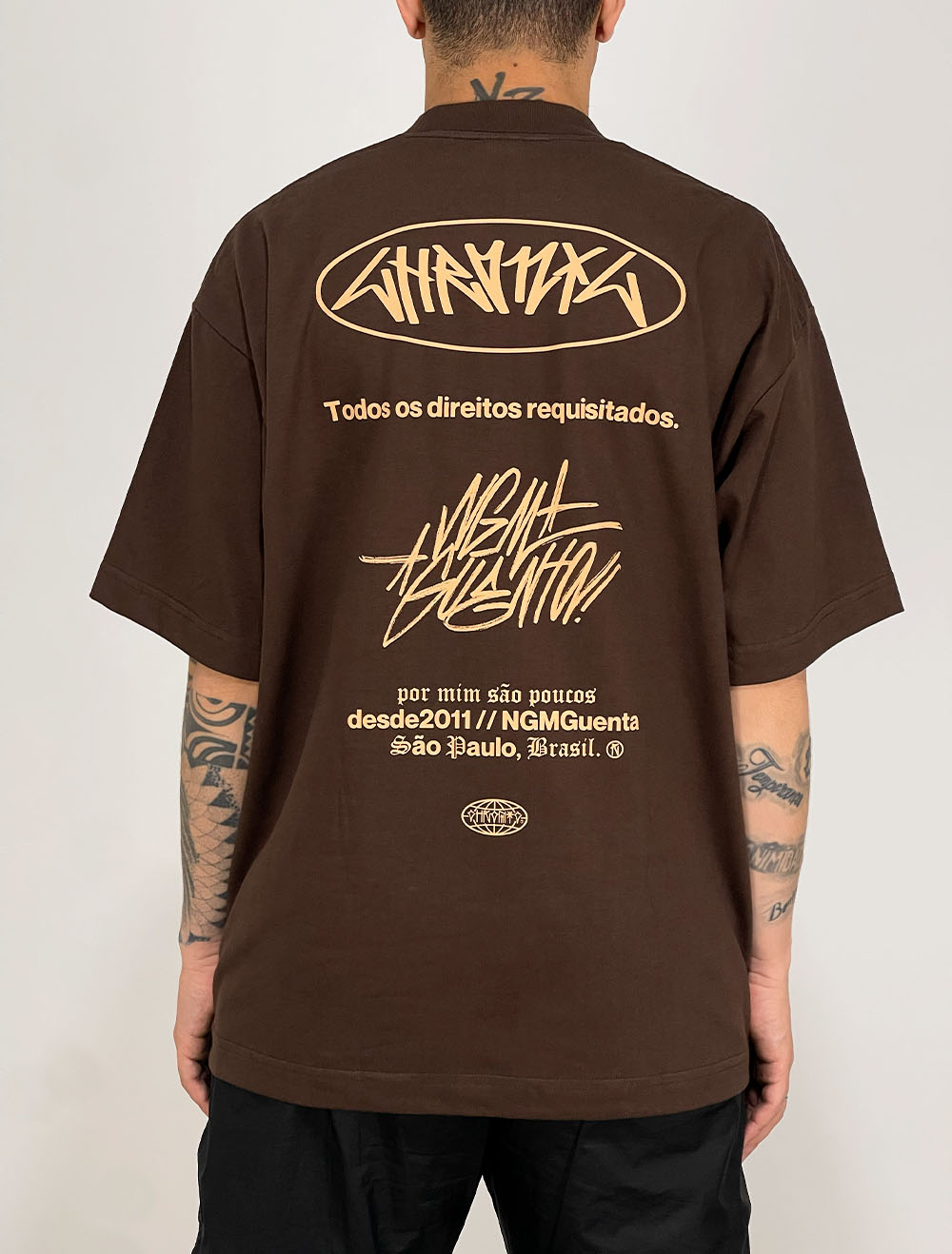 Camiseta Oversized Premium Chronic Blood PMSP - Marrom
