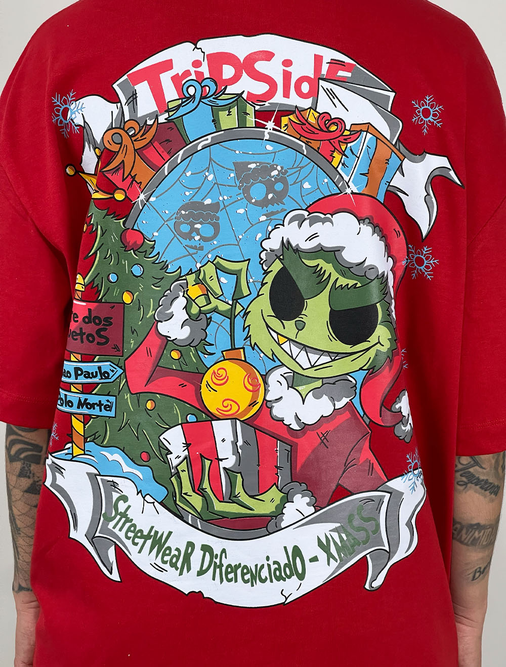 Camiseta Oversized Premium Trip Side O Grinch - Vermelha