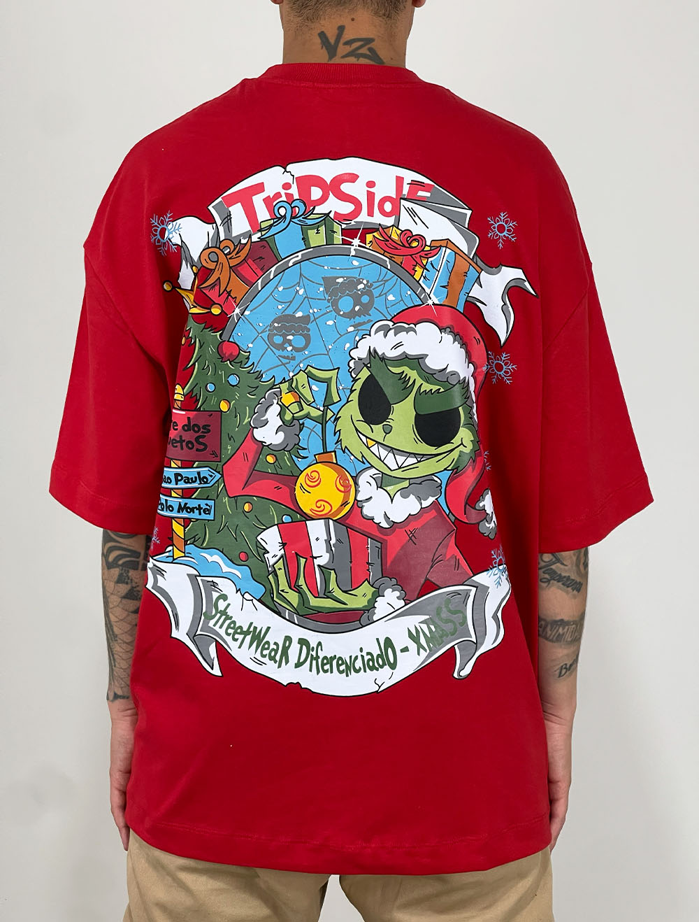 Camiseta Oversized Premium Trip Side O Grinch - Vermelha