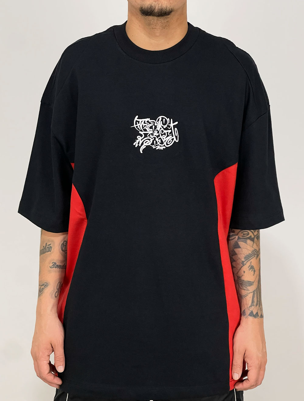 Camiseta Oversized Premium Trip Side Recorte Tied 77 - Preta