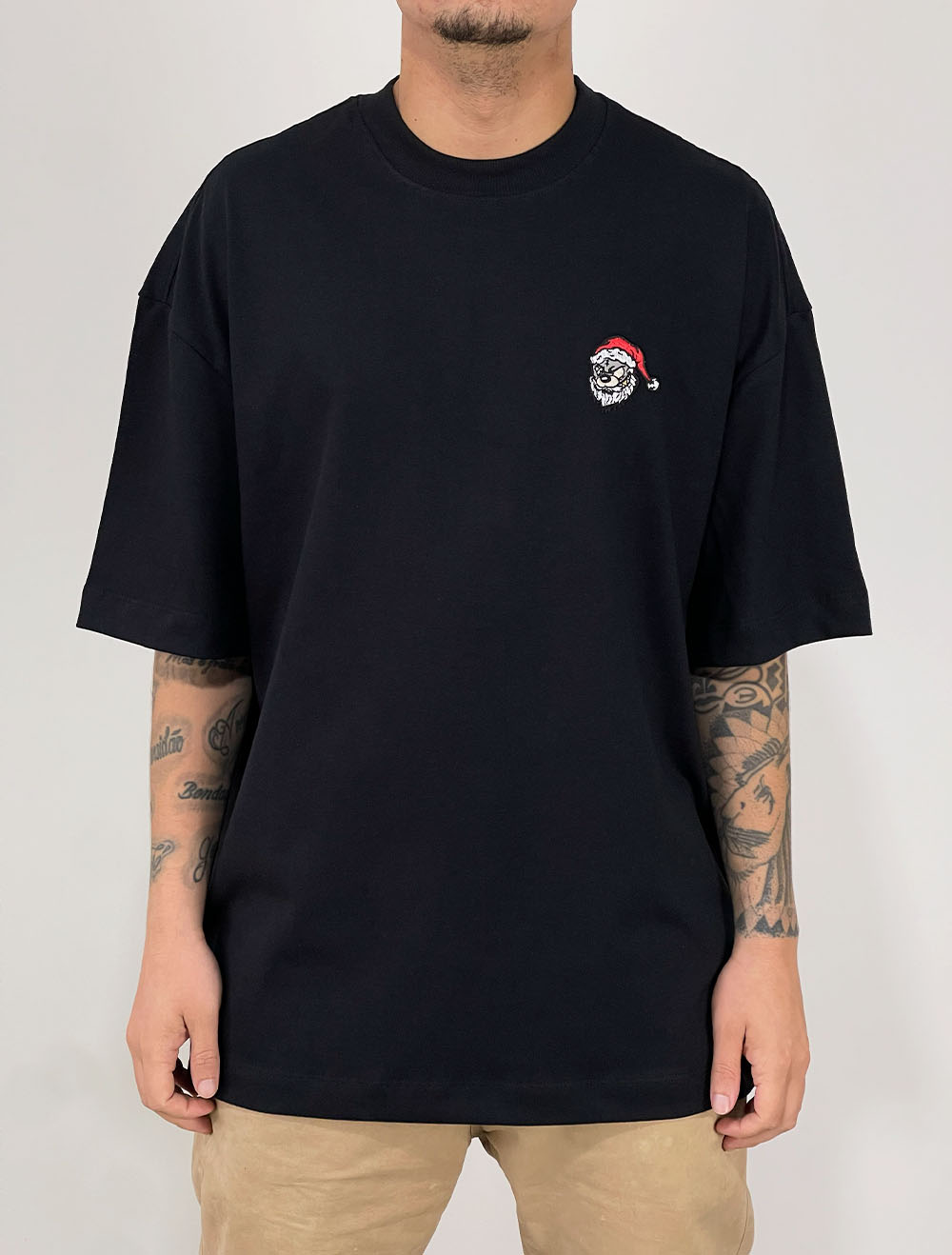 Camiseta Oversized Premium Trip Side Papai Noel Underground - Preta