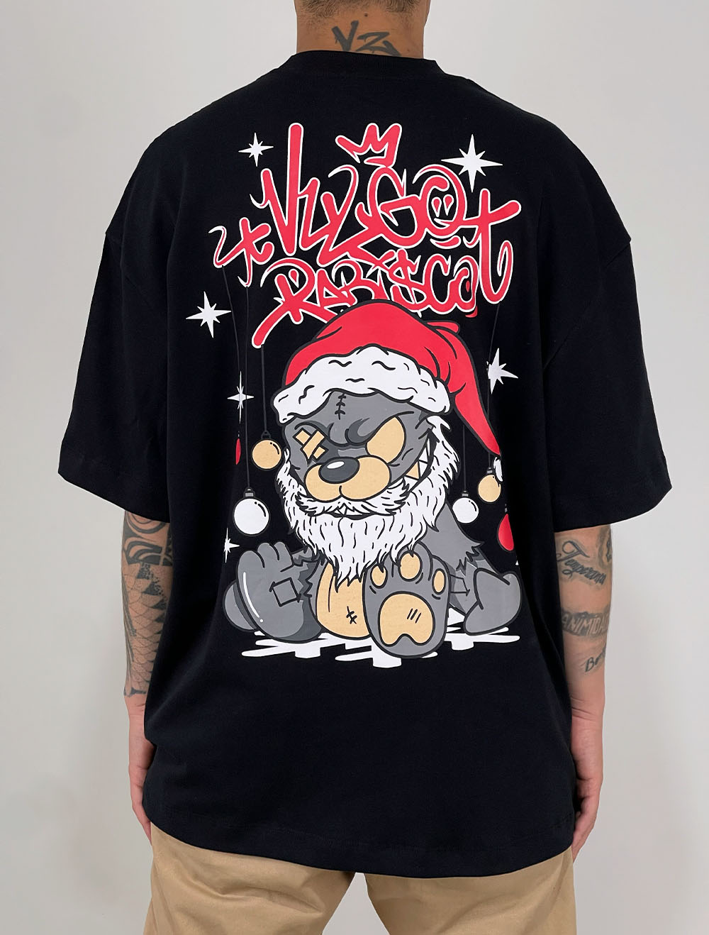 Camiseta Oversized Premium Trip Side Papai Noel Underground - Preta