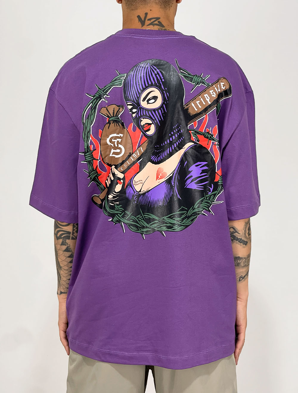 Camiseta Oversized Trip Side Gangsta Girl - Lilás