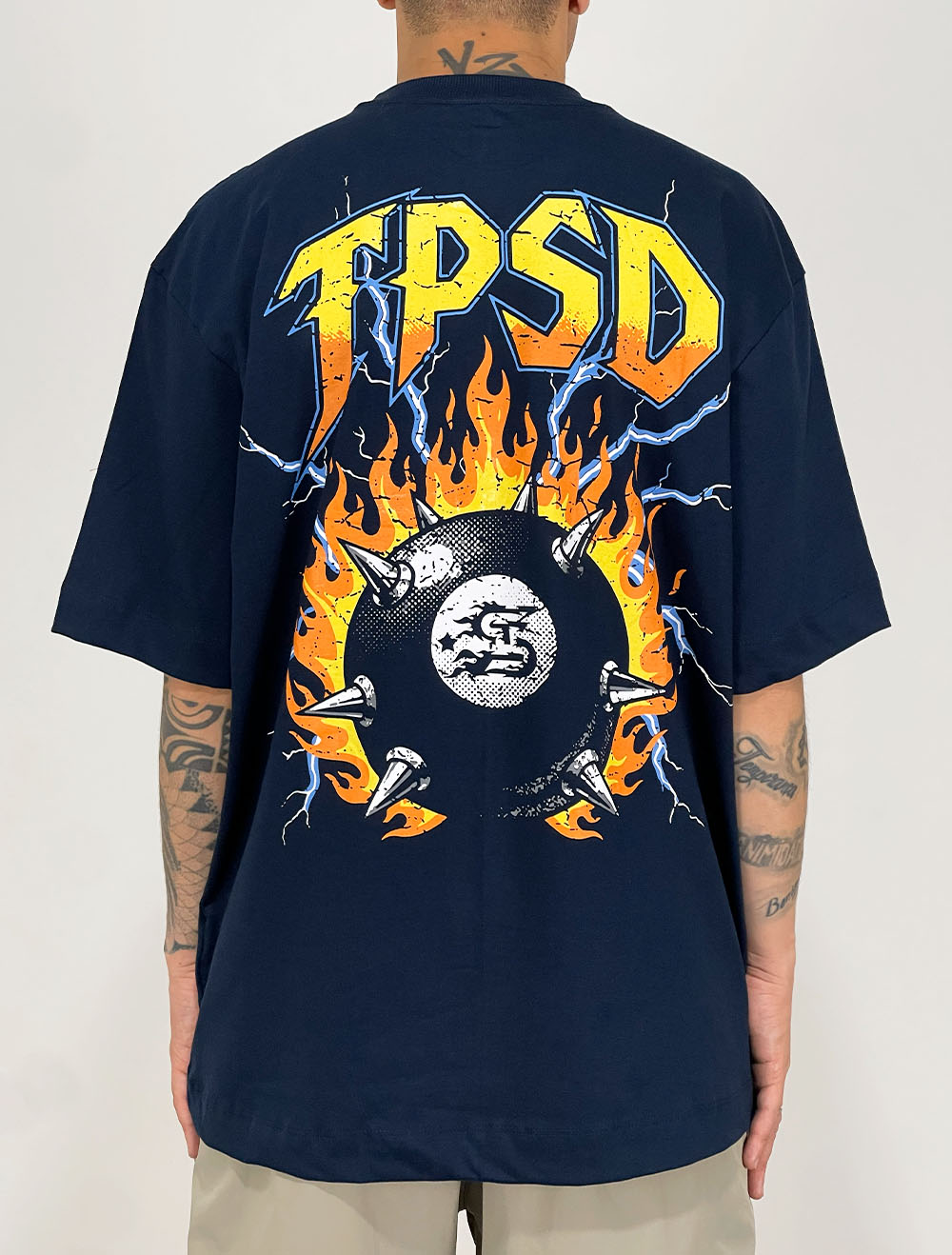 Camiseta Oversized Trip Side Metal Spike Ball - Marinho