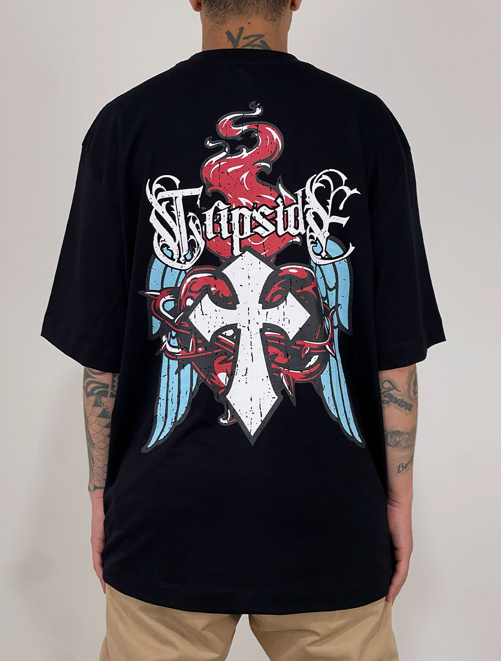 Camiseta Oversized Trip Side Secret Heart - Preta