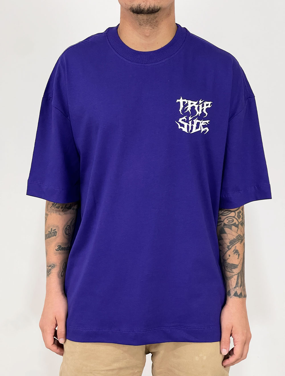 Camiseta Oversized Trip Side Tigre x Dragão Risco - Roxo