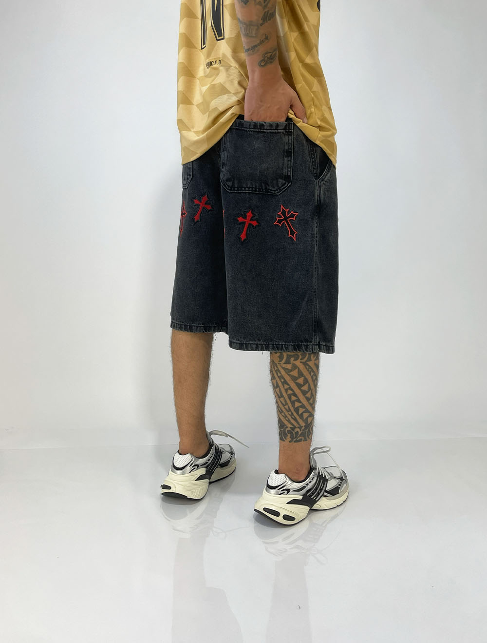 パンツ SUPREXFILTH FRONTZIP BAGGYDENIMSHORTS Bermuda Jeans Baggy Trip Side Multi Cruz - Preta
