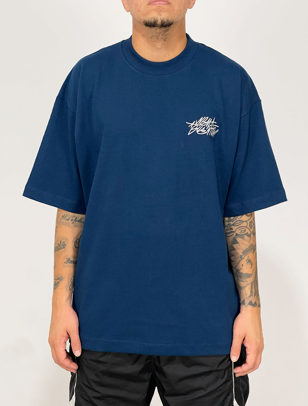 Camiseta Oversized Premium Chronic Scribble Yin Yang - Marinho