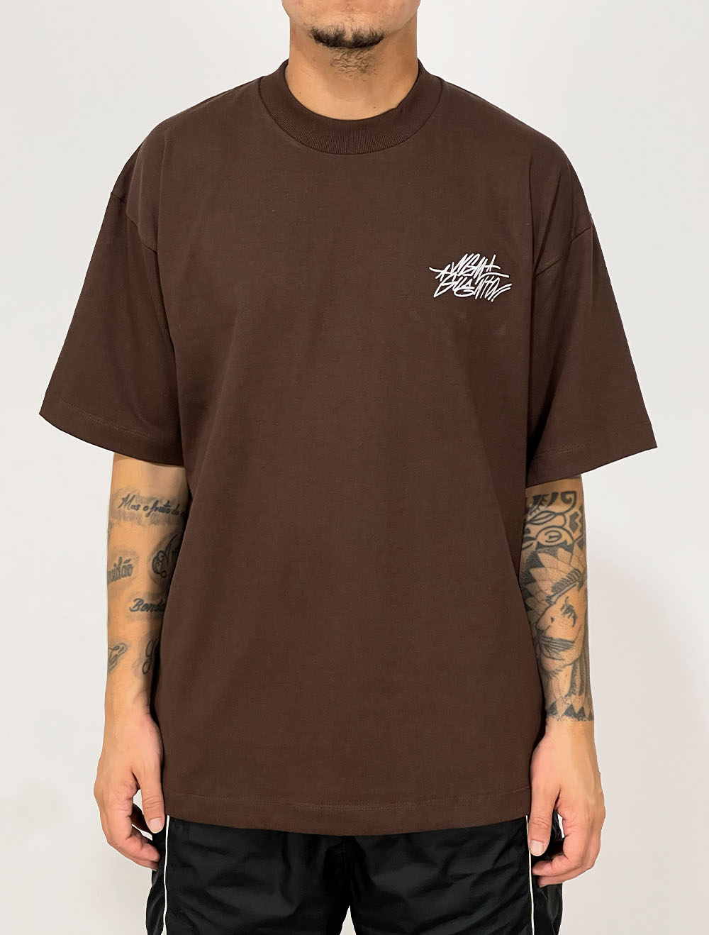 Camiseta Oversized Premium Chronic Scribble Yin Yang - Marrom