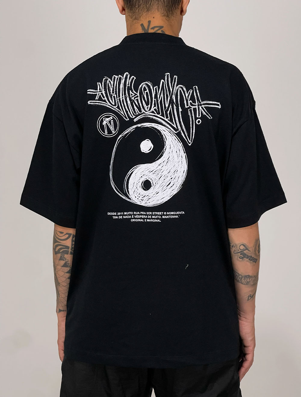 JIMWAG Oversize J Sign Shirt シャツ Camiseta Oversized Premium Chronic Scribble Yin Yang - Preta