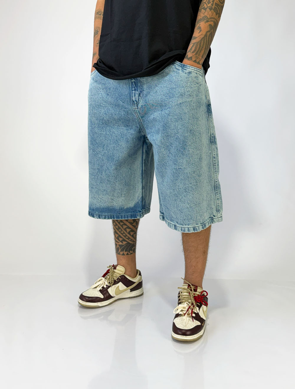 Bermuda Jeans Jorts Trip Side Tag Brick lavagem Suja - Azul