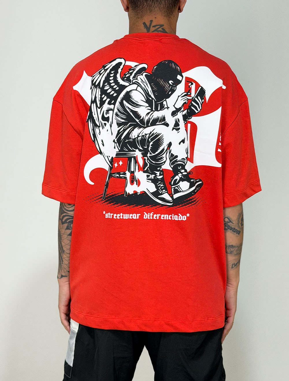 Camiseta Oversized Premium Trip Side Connection Network - Laranja