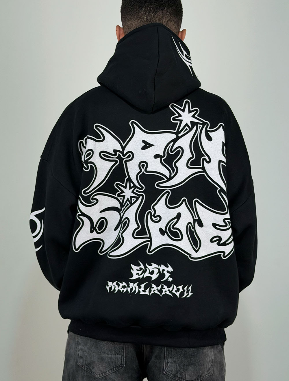 トップス Slyglanz Hoodie Blusa Moletom Canguru Trip Side Touca Ninja Rebel - Preta