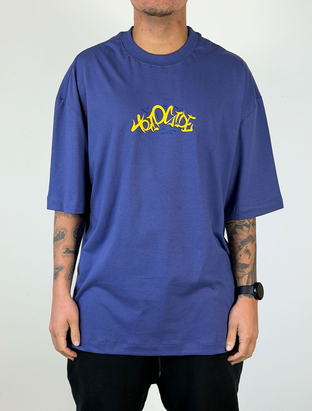 Camiseta Oversized Trip Side Da Quebrada Para o Mundo - Índigo